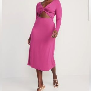 Fit & Flare Twist-Front Cutout Midi Dress